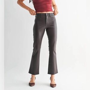 JBD Coated Espresso Slim Cropped Bootcut Pants